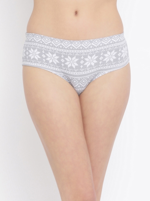 

Clovia Women Grey & White Printed Mid-Rise Hipster Briefs PN3419S01