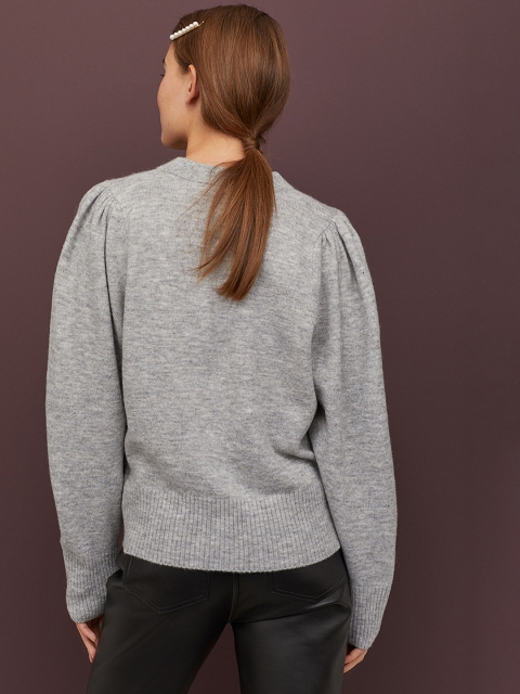 

H&M Women Grey Fine-Knit Sustainable Jumper