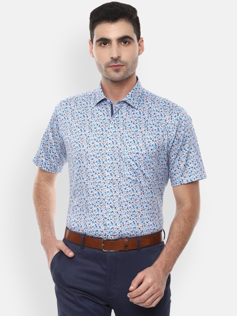 

Van Heusen Men Blue Printed Regular Fit Casual Shirt