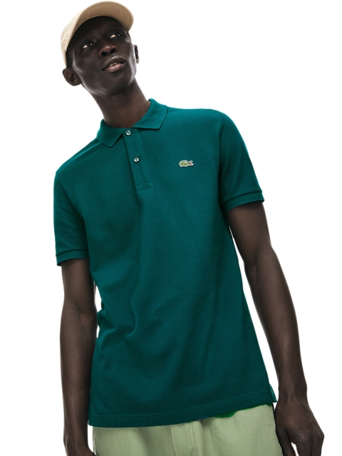 

Lacoste Men Teal Green Solid Polo Collar Slim Fit T-shirt