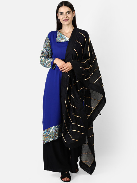 

amraoo Black Striped Dupatta