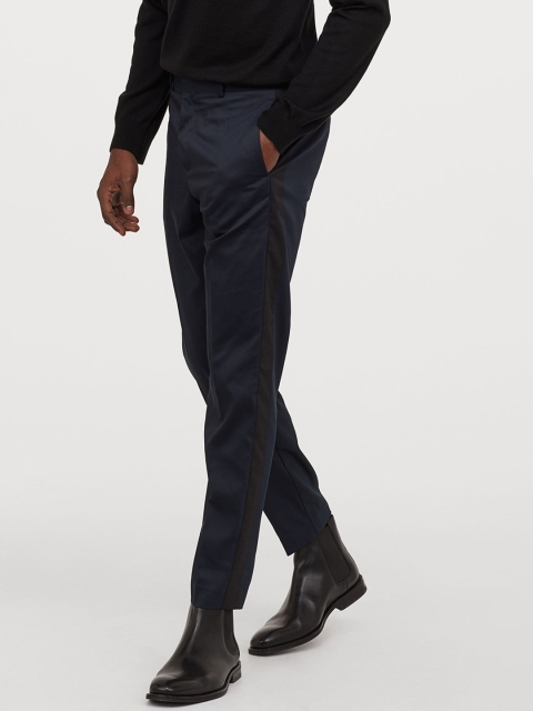 

H&M Men Blue Solid Suit Trousers Skinny Fit