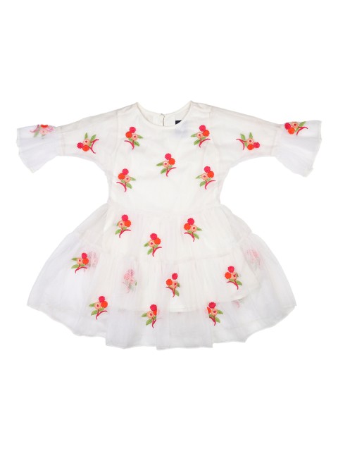 

Allen Solly Junior Girls White & Red Embroidered Fit and Flare Dress
