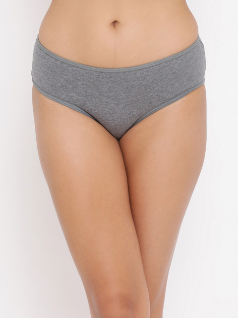 

Clovia Women Grey Solid Mid-Rise Hipster Briefs With Printed Back PN3374P05S