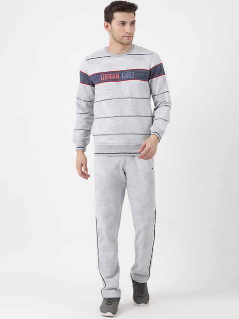 

Monte Carlo Men Grey & Blue Striped Tracksuit
