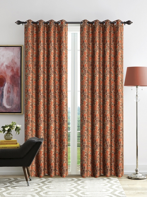 

Deco Window Brown Set of 2 Floral Door Curtain