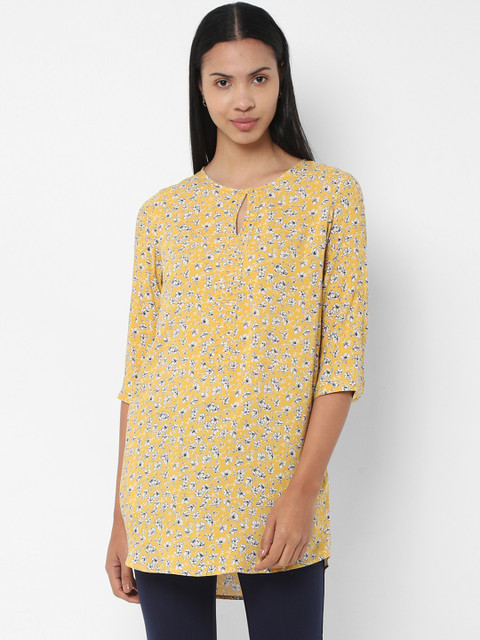 

Allen Solly Woman Yellow & Off-White Printed Tunic
