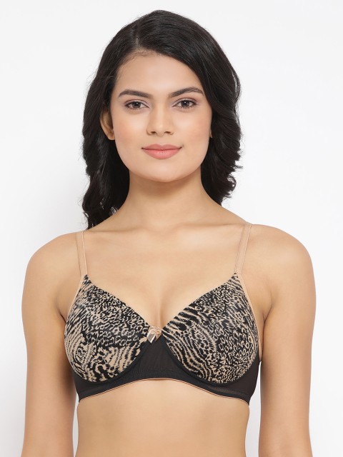 

Clovia Black & Brown Printed Non-Wired Lightly Padded T-shirt Bra BR1866J133