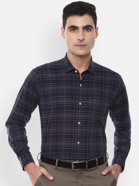 

Van Heusen Men Navy Blue Checked Regular Fit Formal Shirt