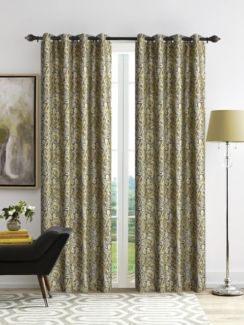 

Deco Window Brown & Yellow Set of 2 Curtain Curtains