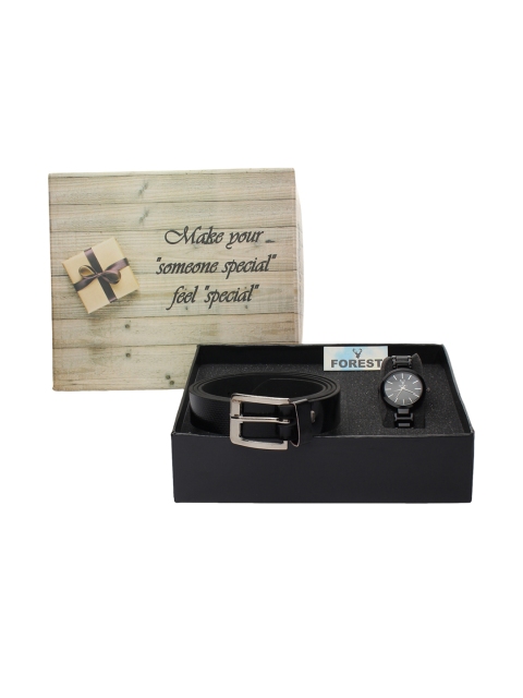 

Hobforestessentials Women Black Analog Watch & Belt Gift Set