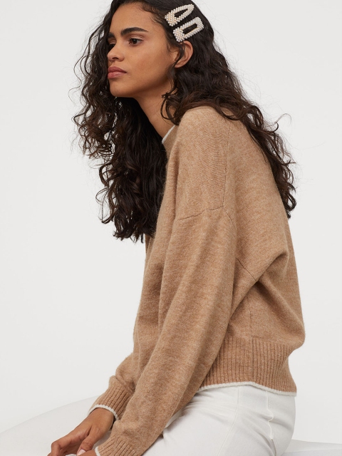 

H&M Women Beige Fine-Knit Jumper