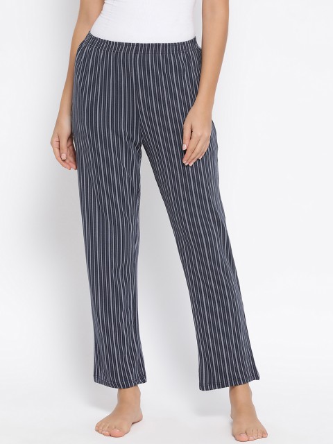 

Clovia Women Navy Blue & White Striped Lounge Pants LB0176K083XL