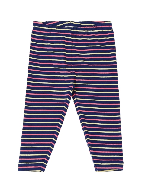 

Pantaloons Baby Girls Navy Blue & Pink Striped Ankle-Length Slim-Fit Leggings