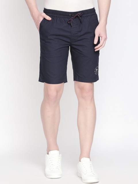 

Urban Ranger by pantaloons Men Navy Blue Solid Slim Fit Regular Shorts