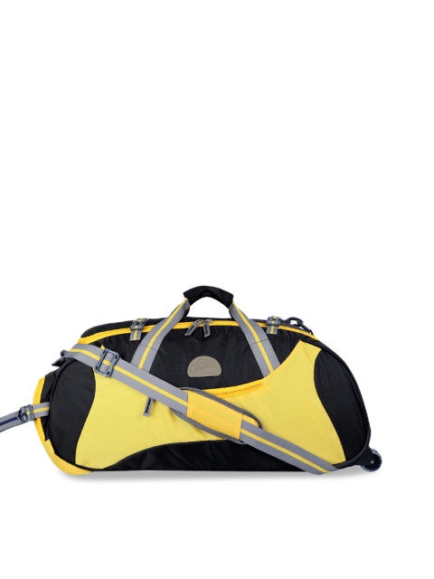Leather World Unisex Yellow & Black Colourblocked Foldable Duffle Bag 36L