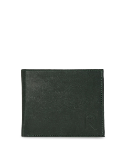 

Indiamigo Men Green Solid Leather Two Fold Wallet
