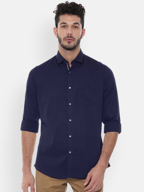 

Van Heusen Sport Men Navy Blue Slim Fit Self Design Casual Shirt