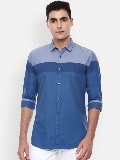 

Van Heusen Sport Men Blue & Grey Slim Fit Colourblocked Casual Shirt