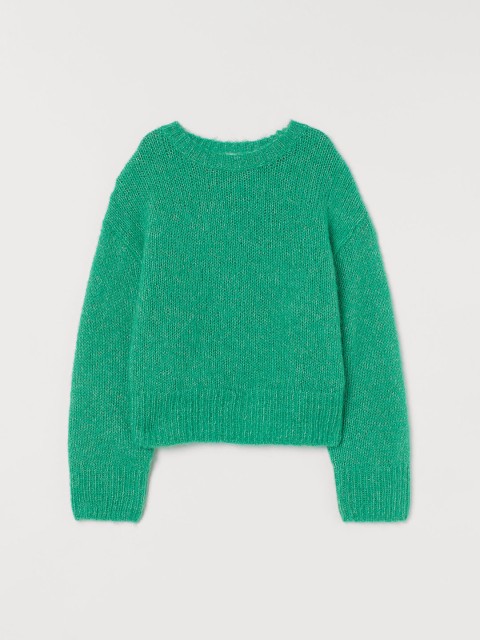 

H&M Women Green Knitted Wool-Blend Jumper