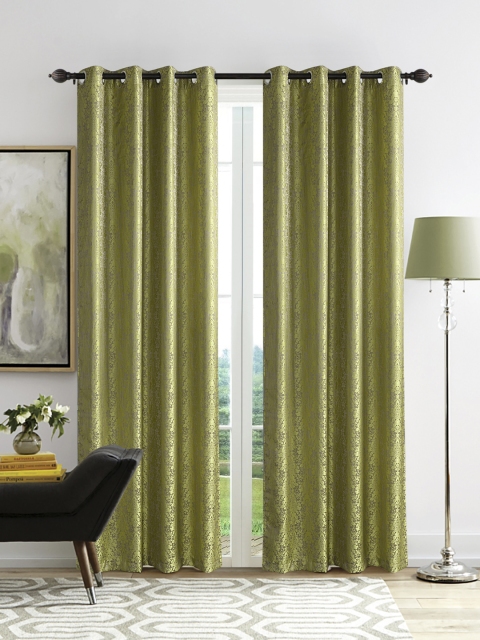 

Deco Window Set of 2 Lime Green Woven Design Door Curtains