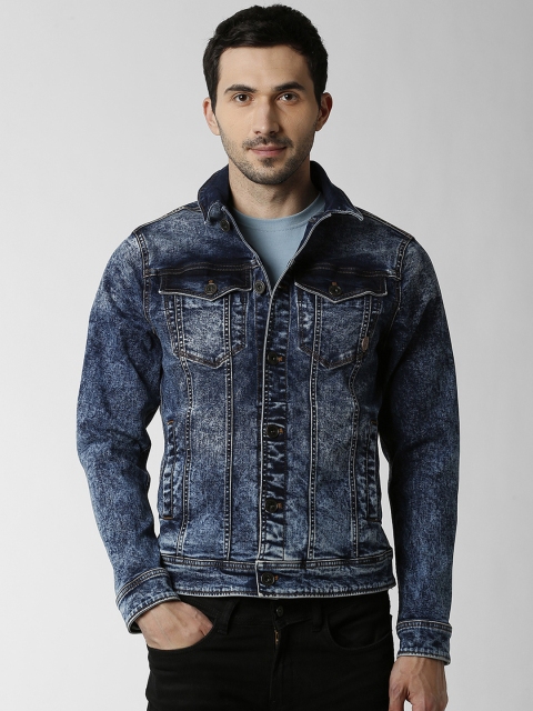

Peter England Casuals Men Blue Solid Denim Jacket