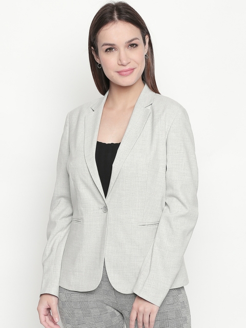 

Annabelle by Pantaloons Women Grey Solid Single-Breasted Formal Blazer