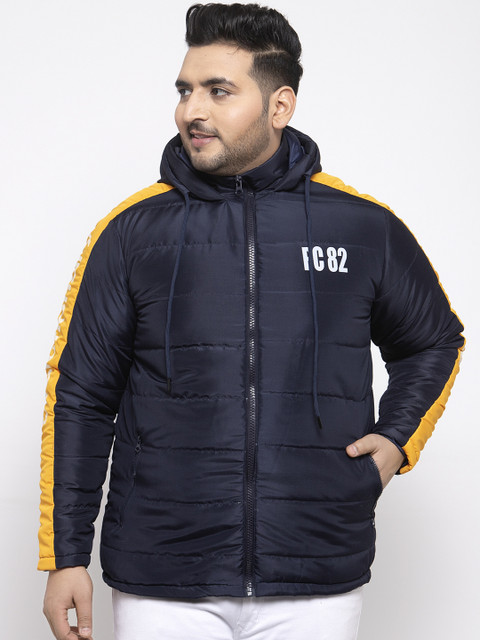 

plusS Men Navy Blue Colourblocked Puffer Jacket
