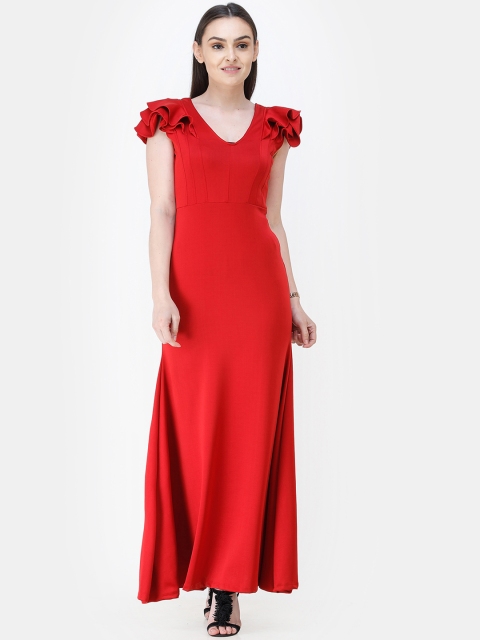 

Cation Women Red Solid Maxi Dress