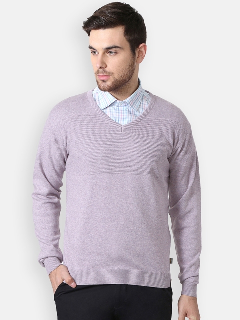 

Peter England Casuals Men Purple Solid Pullover Sweater