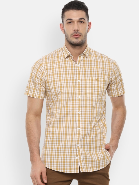 

Van Heusen Sport Men Yellow & Brown Slim Fit Checked Casual Shirt