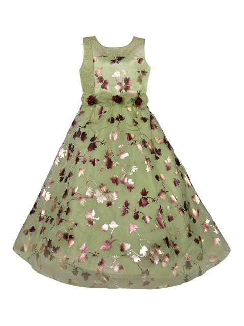 

Wish Karo Girls Green Printed Maxi Dress