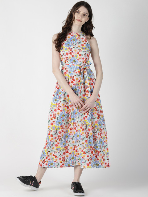 

AARA Women Blue & Red Printed A-Line Dress