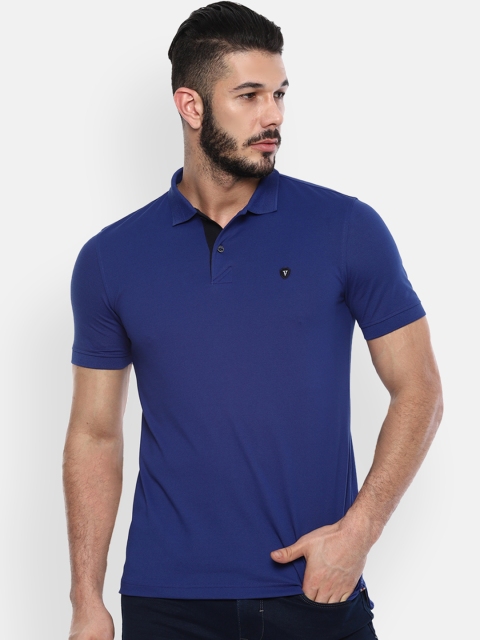 

Van Heusen Sport Men Blue Solid Polo Collar T-shirt