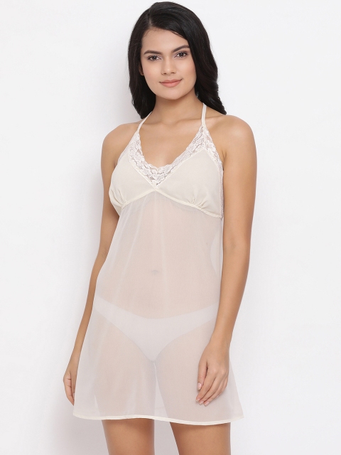 

Clovia White Solid Baby Doll NS1272P18S
