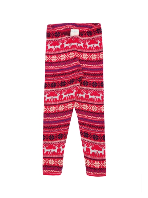 

Pantaloons Junior Girls Red & White Printed Ankle-Length Leggings