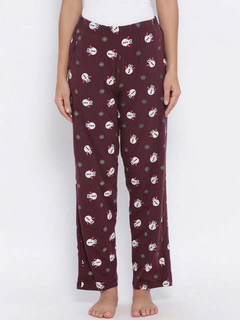 

Clovia Women Burgundy & White Lounge Pants LB0176A153XL