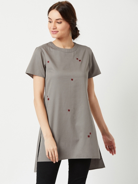

The Wishing Chair Women Grey Embroidered Tunic