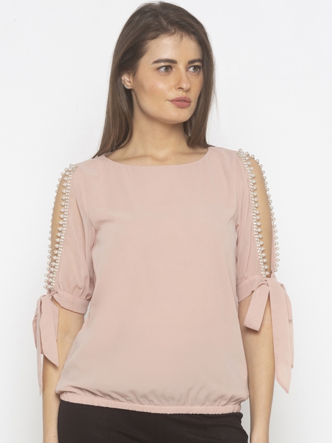 

Iti Women Pink Solid Blouson Top