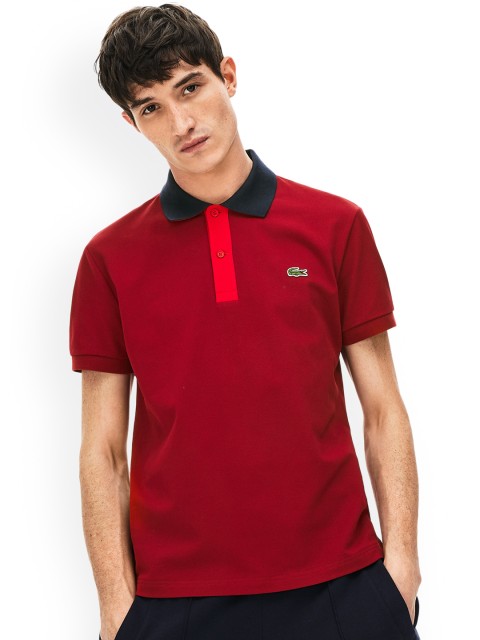 

Lacoste Men Red Solid Polo Collar T-shirt