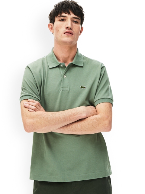 

Lacoste Men Olive Green Solid Polo Collar T-shirt