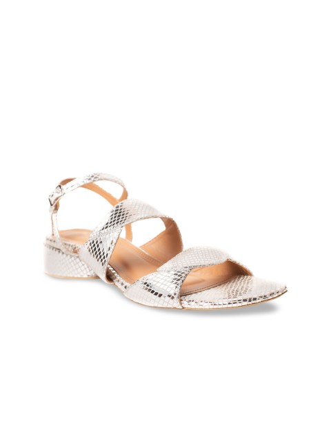 

Burloe Women Silver-Toned Textured Leather Heels