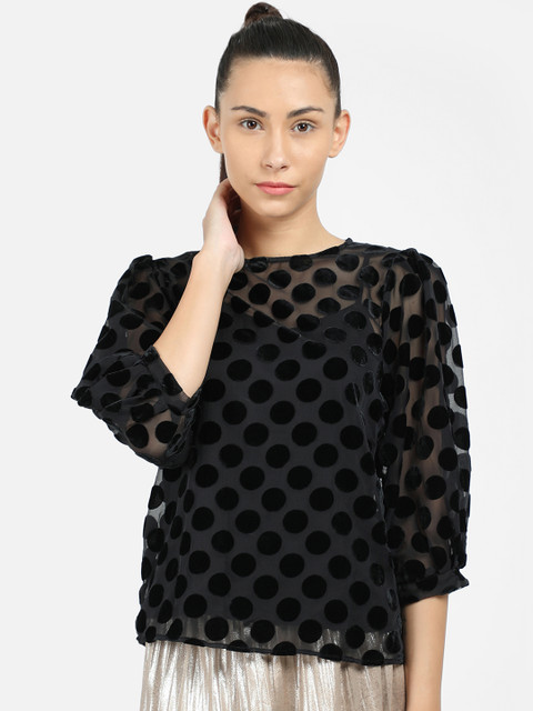 

COVER STORY Women Black Regular Fit Printed Casual Shirt