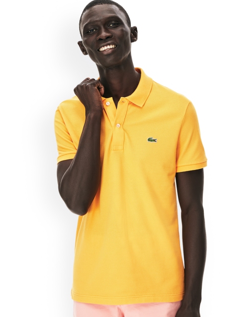

Lacoste Men Yellow Solid Polo Collar Slim Fit T-shirt