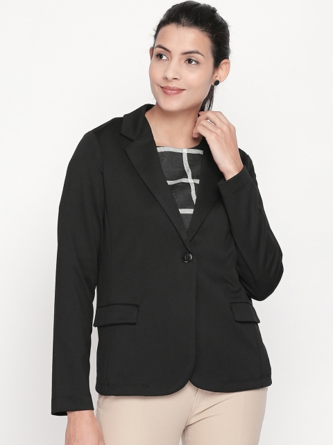 

Annabelle by Pantaloons Women Black Solid Single-Breasted Formal Blazer