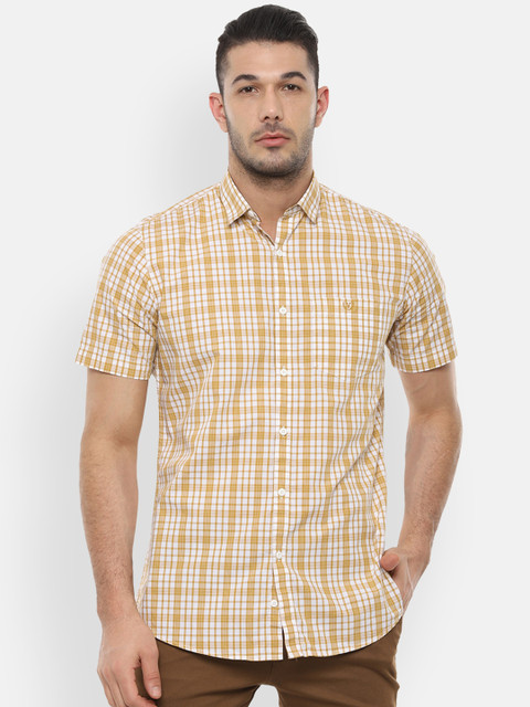 

Van Heusen Sport Men Mustard Yellow & White Slim Fit Checked Casual Shirt