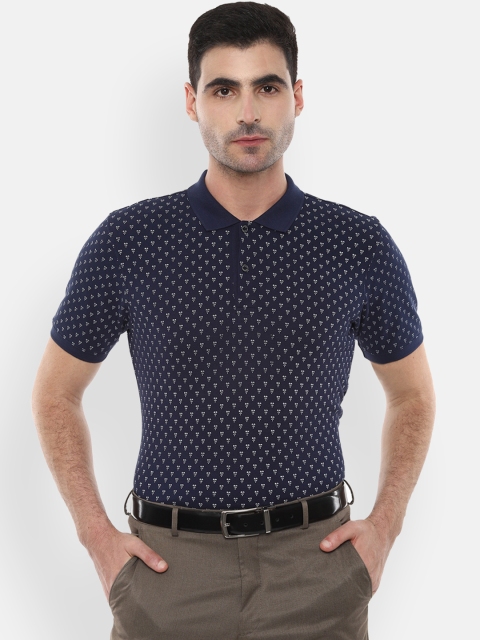 

Van Heusen Men Navy Blue Printed Polo Collar T-shirt