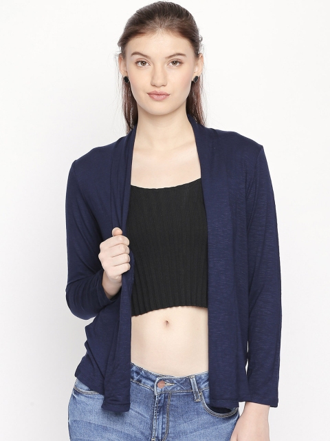 

Honey by Pantaloons Women Navy Blue Solid Open Front Shrug