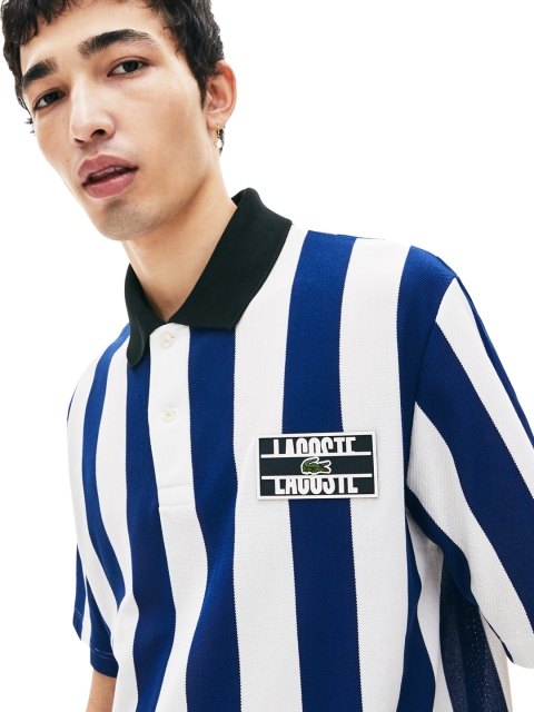 

Lacoste Men Blue Striped Polo Collar T-shirt