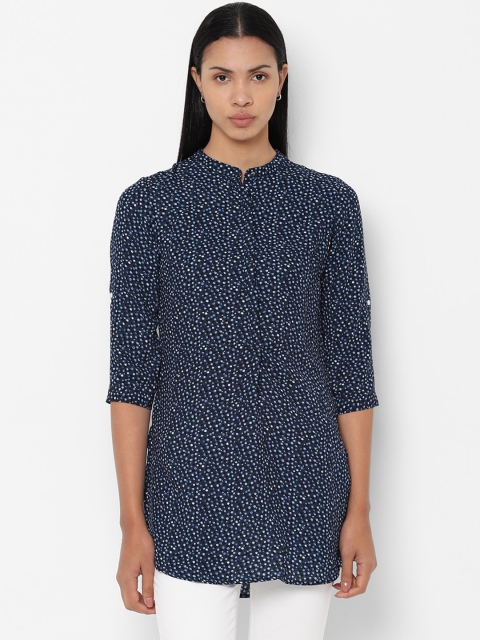 

Allen Solly Woman Navy Blue & Off-White Printed Tunic